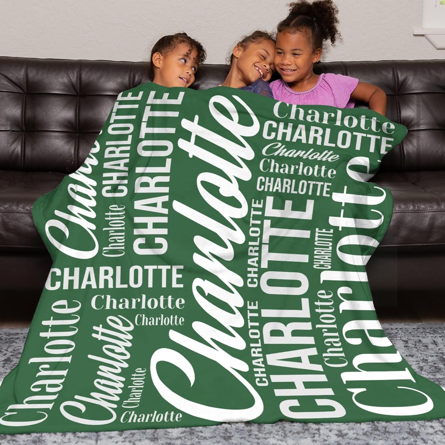 Personalized Blanket with Name,Custom Monogram Throw Blankets, Best Gift for Kid Pets Friends and Parents