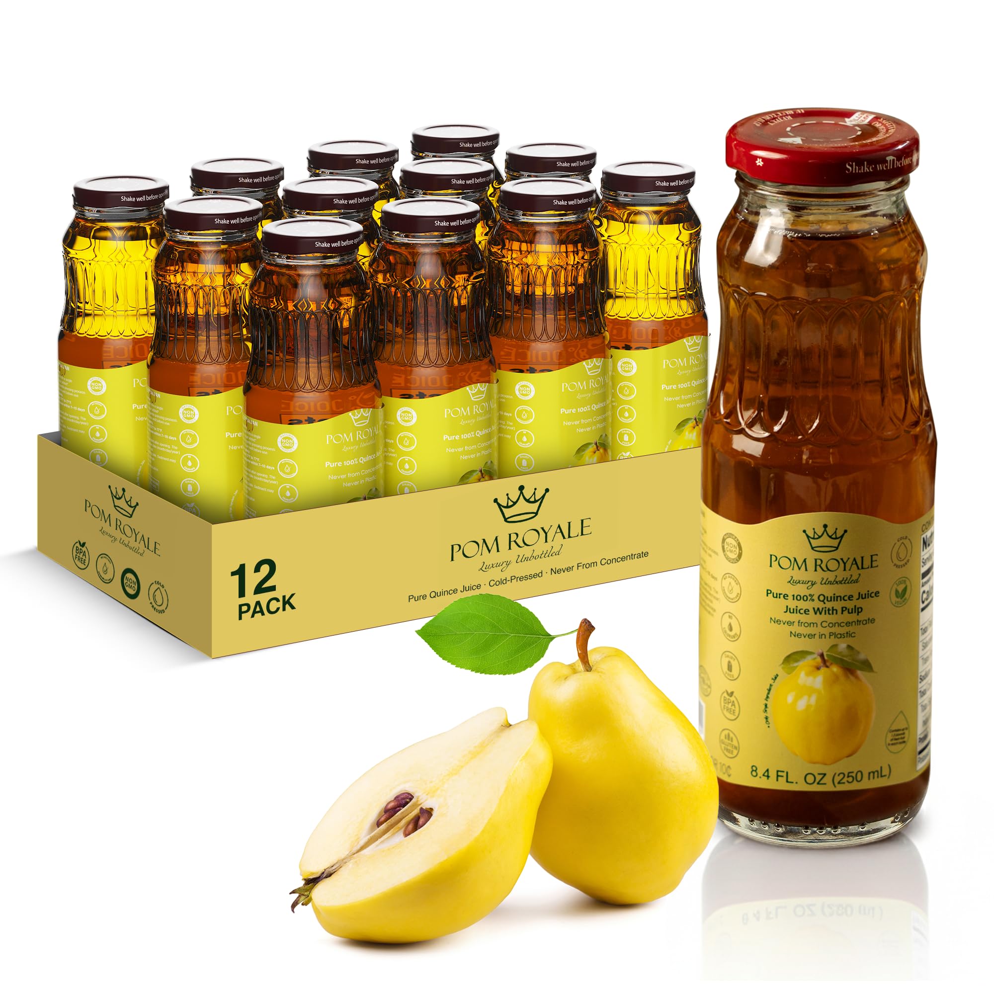 Pure Apple Juice, 8.4oz Glass Bottle (Pack of 12), Cold Pressed Juice, Not from Concentrate, Non-GMO, No Sugar Added, Gluten Free, Kosher Certified, Preservative Free — view 25