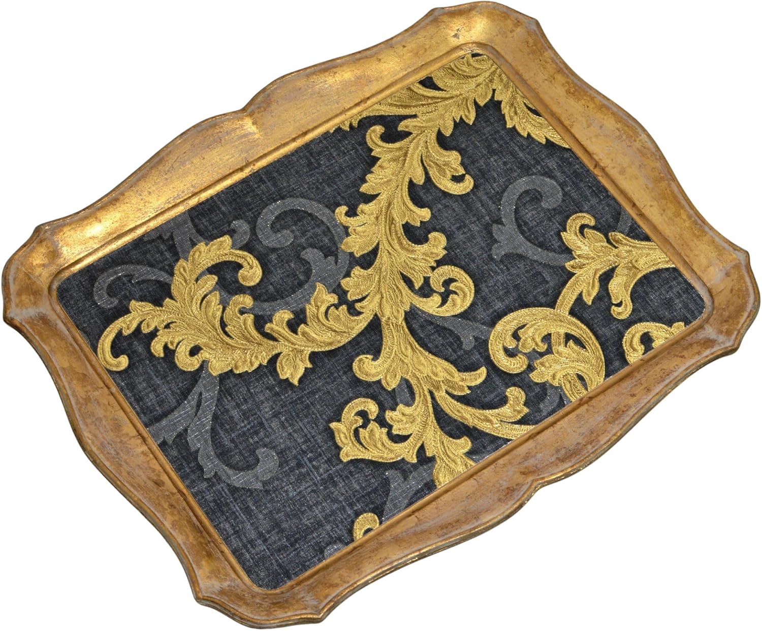 MY ITALIAN DÉCOR - Florentine Wood Decorative Tray, Versace, Large, 18" x 14", Black and Gold Home, Designer Tray, Luxury Bedroom, Renaissance, Coquette, Gold House, Made in Italy