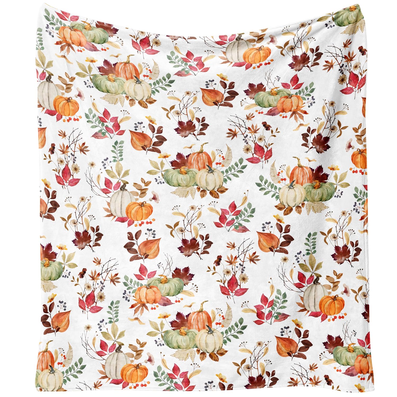 Yiyhuxf Fall Thanksgiving Blankets,Pumpkin Maple Leaf Flower Farmhouse Blanket Throw,Thanksgiving Fall Flannel Fleece Throw Blanket for Home Living