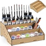 Universal Paint Organizer Rack for Miniatures Modeling Paint Holder for all kind of Bottles + Brush/Tool Slots Compatible with Citadel, Vallejo, Army Painter, Tamiya, others (Module B)