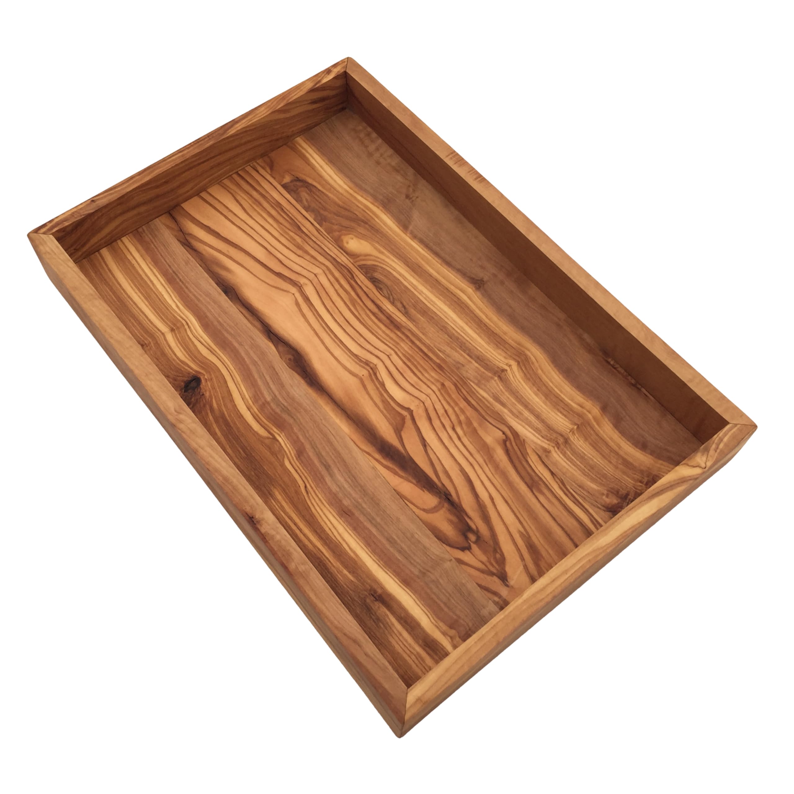 Vassoio rettangolare L. 32 cm, vassoio da portata in legno, ripiano piatto, realizzato a mano in legno d'ulivo, regalo.
