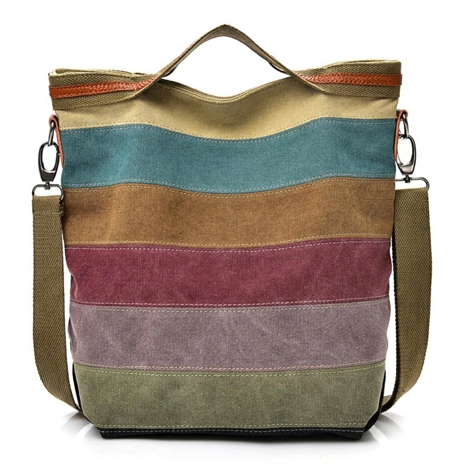 Hobo Tote for Women - Top Handle Shoulder Crossbody Bag, Multi Color Canvas, Large Capacity, Casual Purse