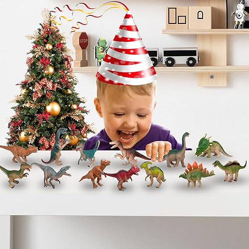Miniatura 4 de Juguetes de dinosaurios, 16 figuras de dinosaurios, suministros de recuerdos de fiesta de dinosaurios, taza de cumpleaños a granel, bolsa de