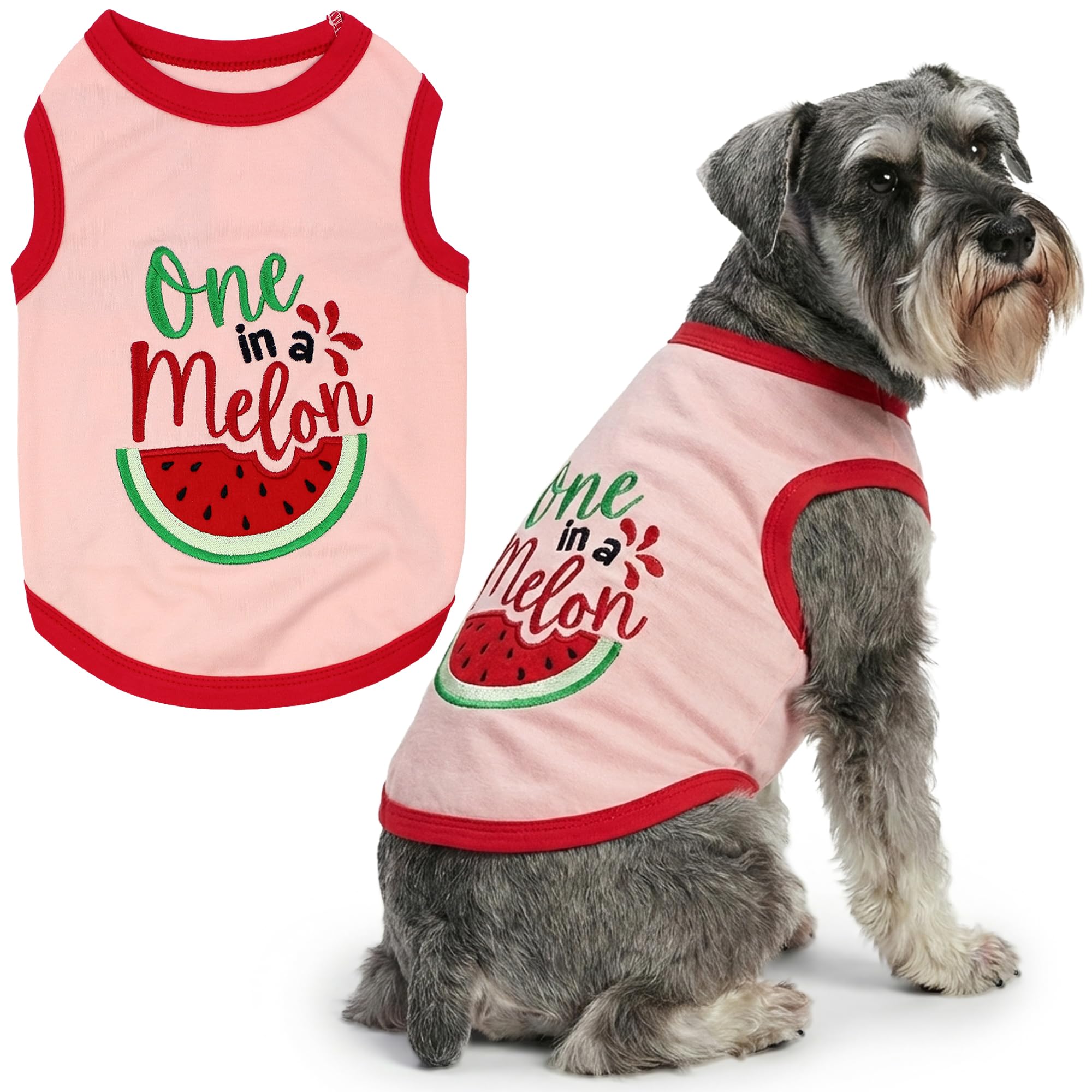 Parisian Pet Dog Shirt – 100% Cotton Shirts for Large Dogs – Pullover Sleeveless Puppy Vest – Breathable Cute Watermelon Pet Apparel – Pink Summer Dog Clothes - Stretchy T Shirts for Dogs