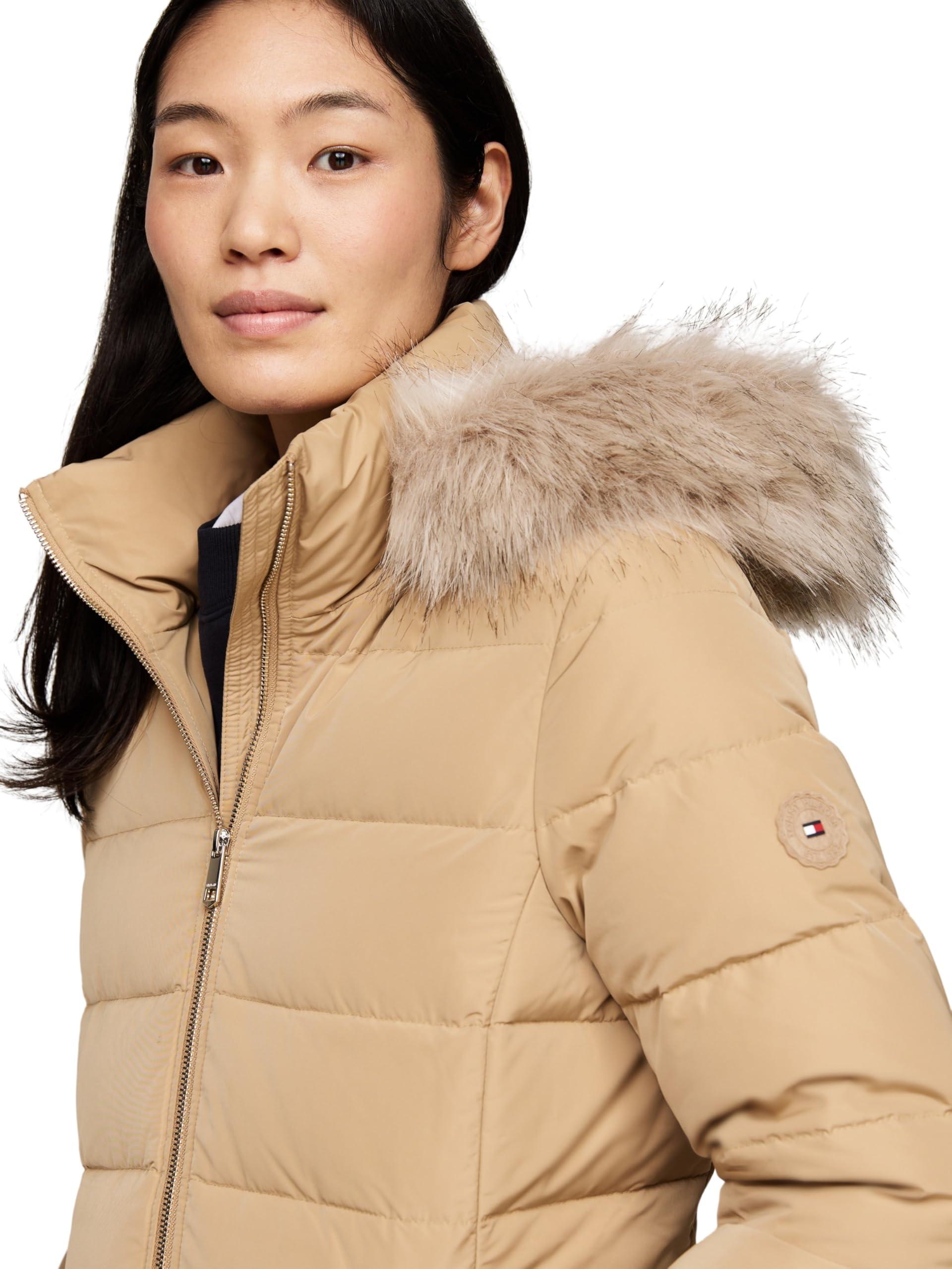 Tommy Hilfiger Abrigo de plumas Mujer Heritage Down Tyra Coat With Fur con bolsillos