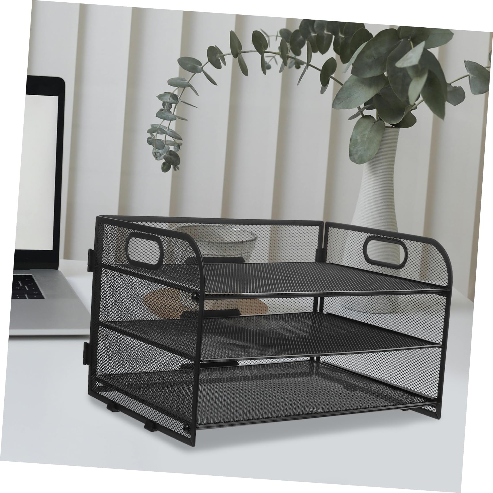 OSALADI Portaoggetti per File in Rete di Ferro Organizzatore di Documenti da Scrivania Strati Flessibili per Ufficio e Casa per File e Forniture