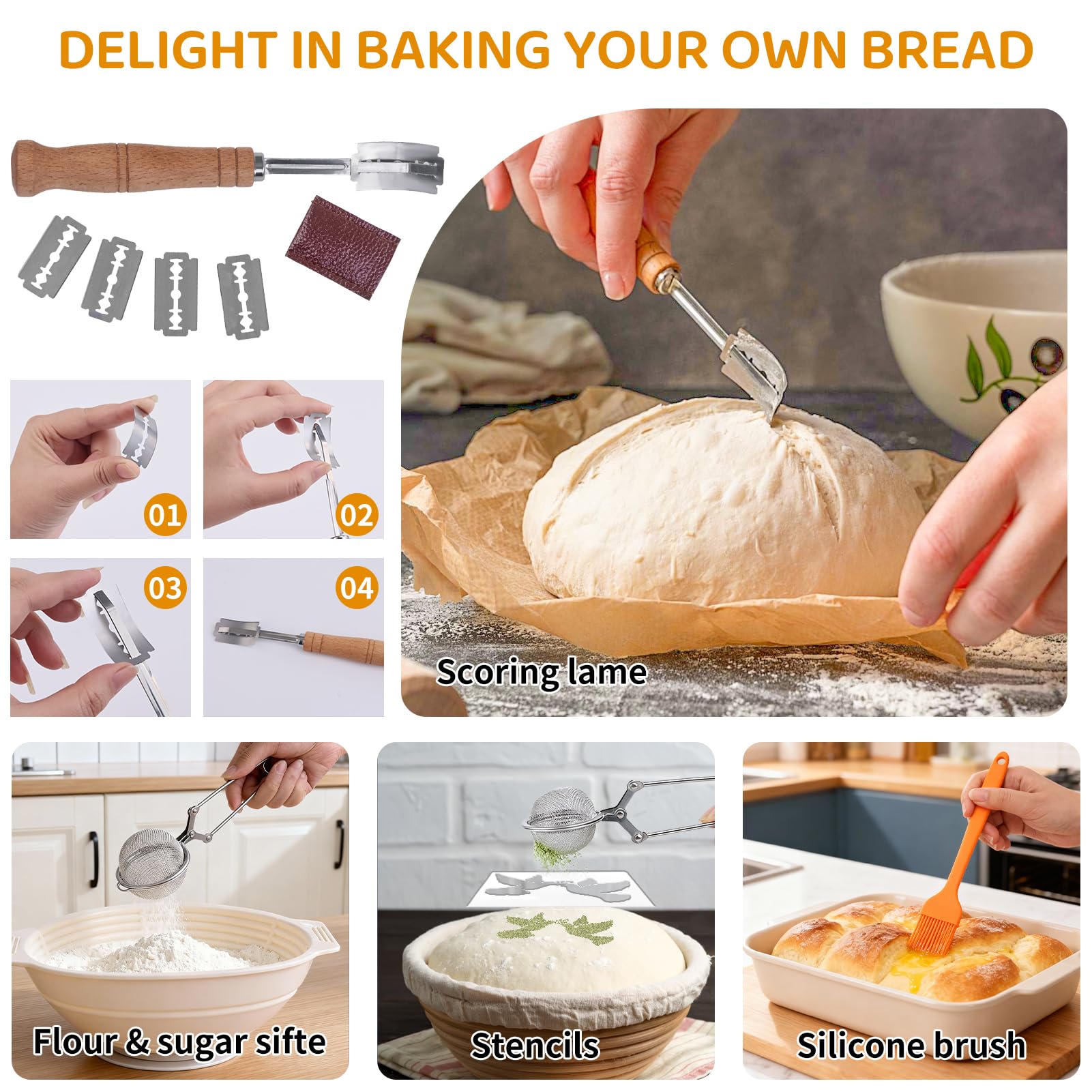 Proofing Basket for Sourdough Starter Set, Basket Bread Baking with Sourdough Starter Glass, zestaw startowy do pieczenia chleba, duży prezent dla początkujących, doświadczony