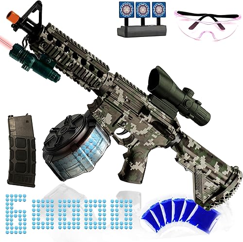 M416 - Lanzador de salpicaduras de gel grande con gafas, con tambor y lanzador de gel manual y eléctrico de doble modo, para juego de equipo, a