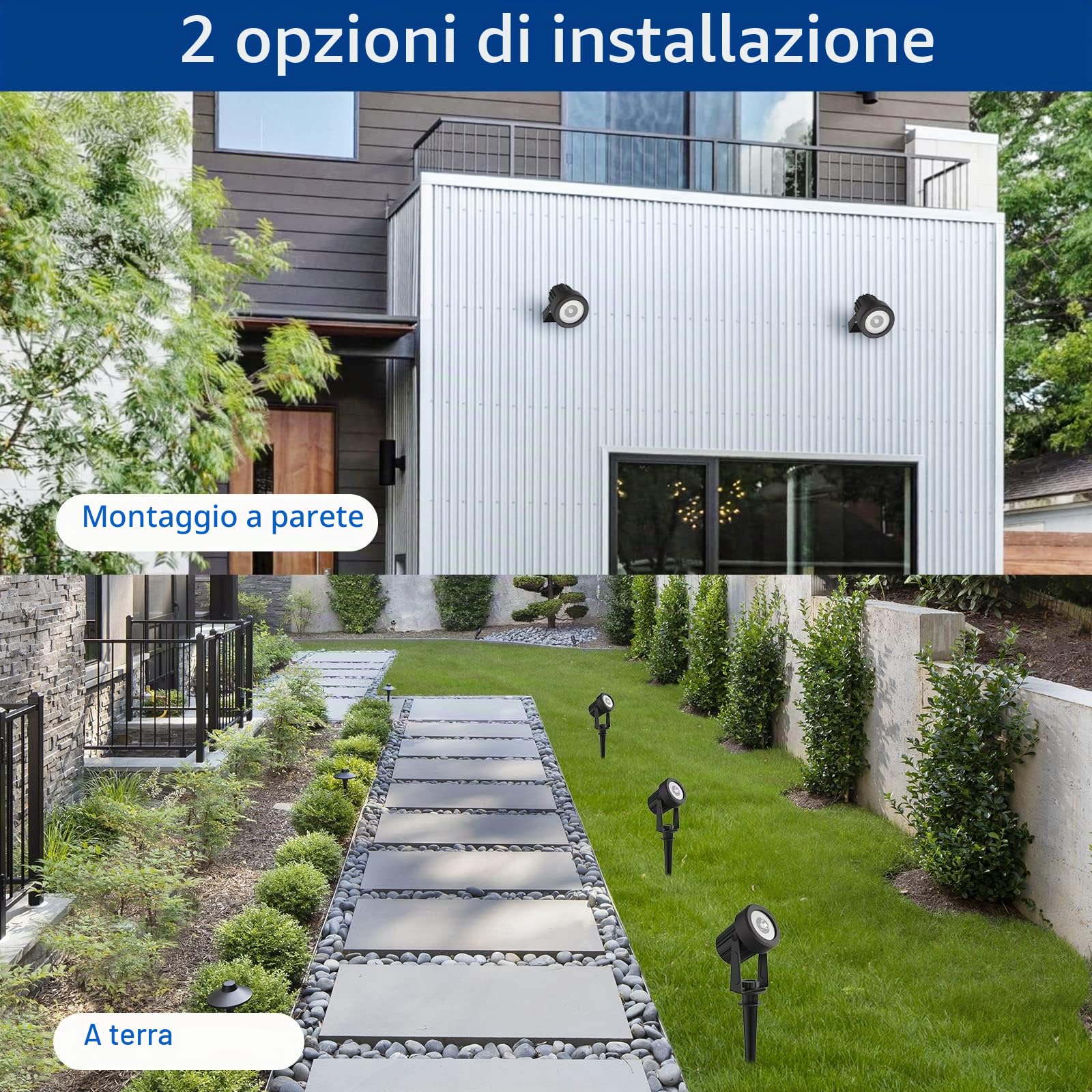 T-SUNUS Faretti Solari da Giardino, Luci Solari Esterno Giardino IP65 impermeabile 2 Livelli di Luminosità per auto ON/OFF Lampade Solari da Giardino Decorative per Cortile Vialetto Alberi 3000K