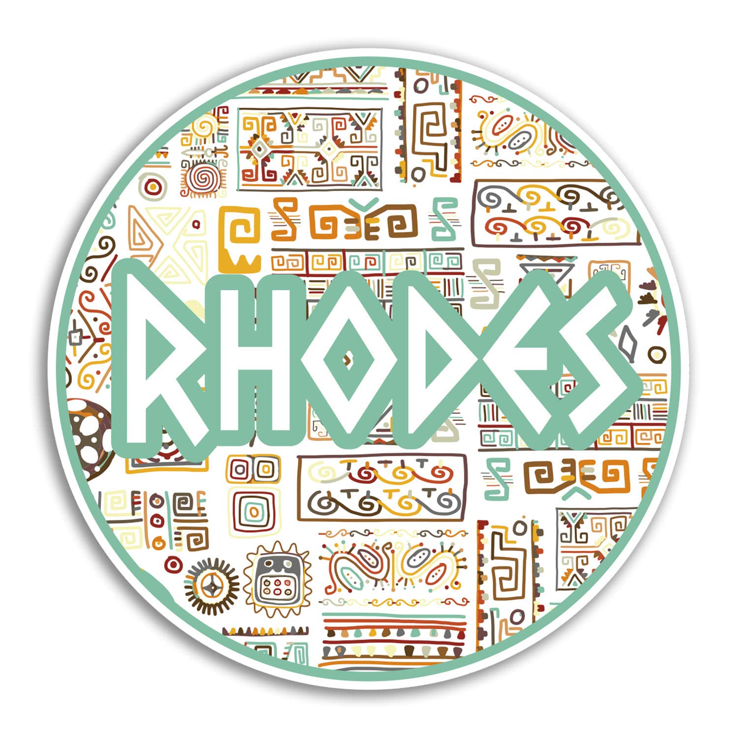 Destination Vinyl Ltd Multi 2 X 10Cm Rhodes Greece Vinyl Stickers - Greek Sticker Laptop Luggage #18772 (10Cm Wide)