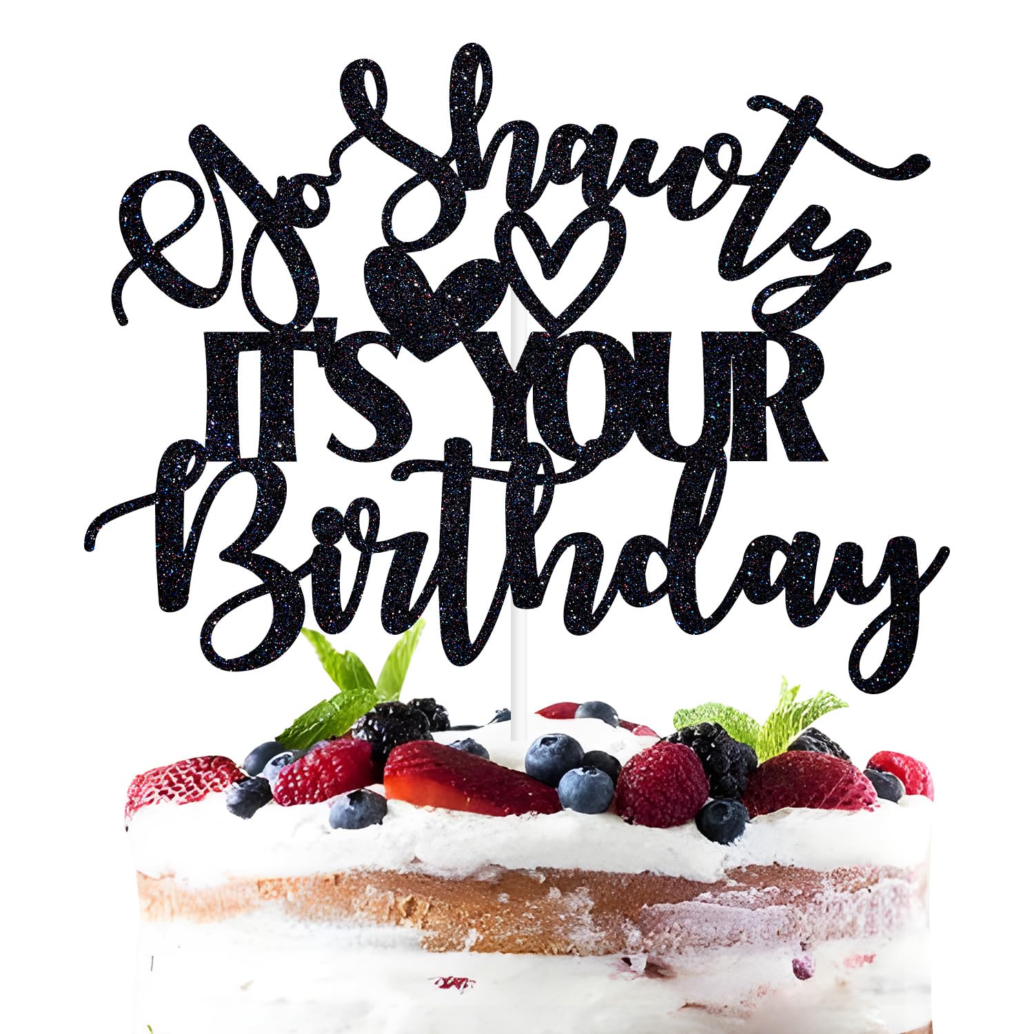 Go Shawty It's Your Birthday Cake Topper, In My Birthday Era/Older Wiser Hotter, Funny Happy Birthday Party Decorations for Men and Women Black Glitter