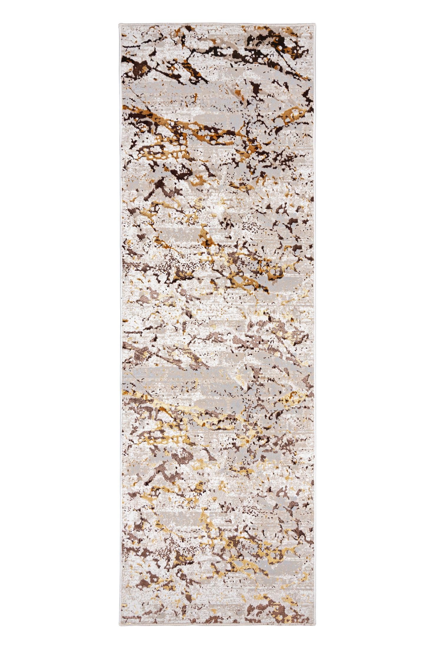 Mazovia Tapis de Couloir Couloir 70x300cm Crème Abstrait Glamour Élégant | Tapis de Couloir pour Cuisine Buanderie Chambre Entrée Beige Chauffage au Sol Facile D'entretien Poils Courts Vendu au Mètre