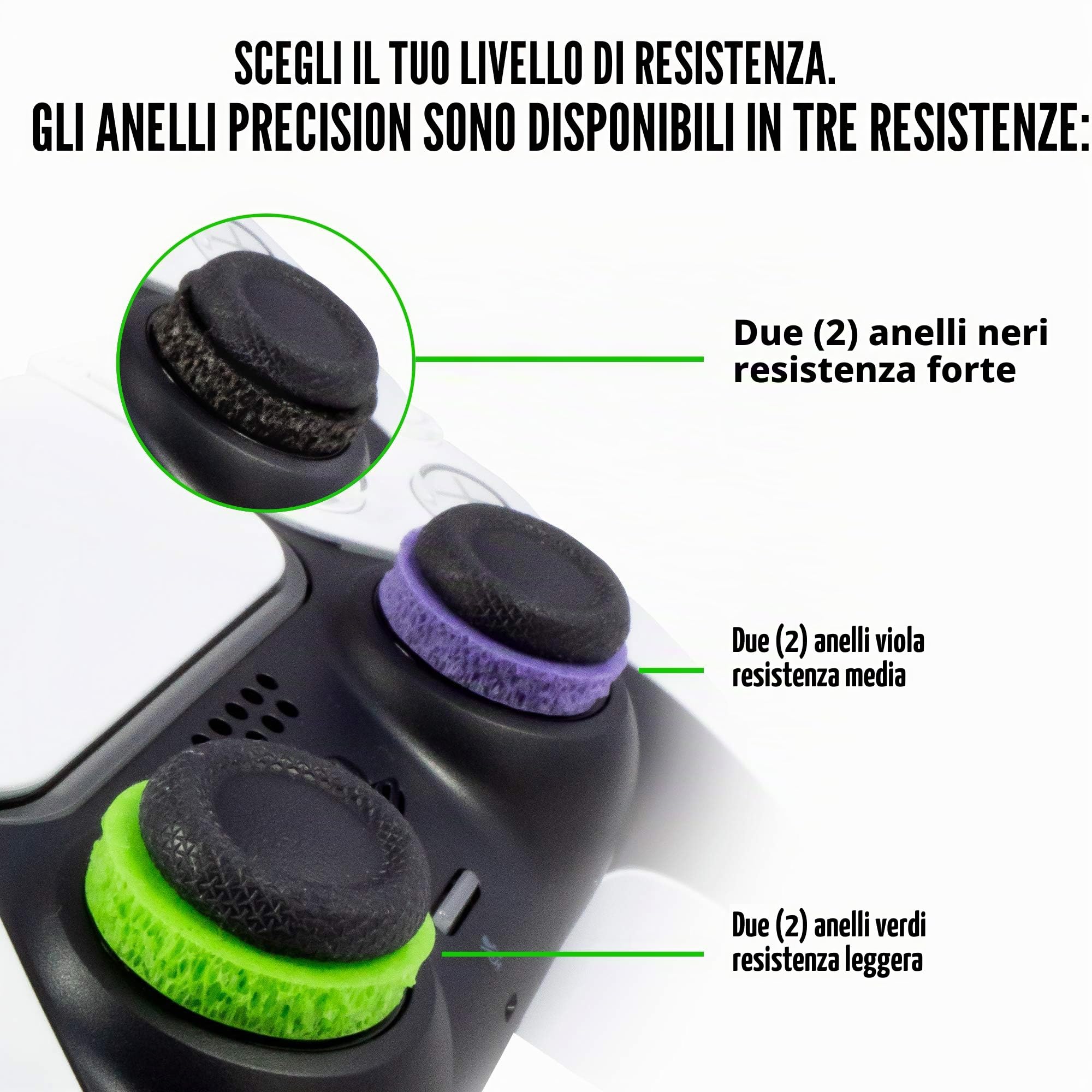 KontrolFreek Precision Rings | Aim Assist Motion Control per PlayStation 4 (PS4), Xbox One, Switch Pro & Scuf Controller | Densità mista