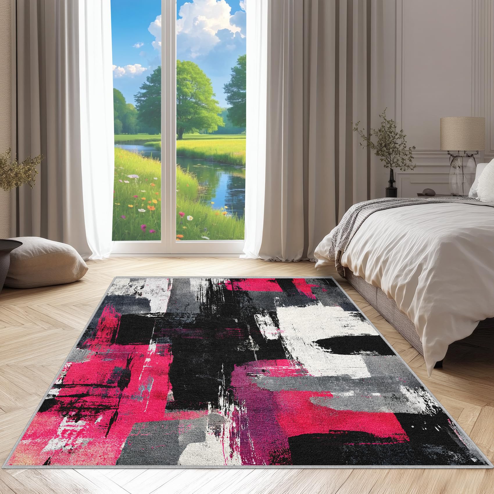 Générique Lune Soleil Tapis 60x90 - Motif Vague désert Bohème Tapis à Poils Courts Doux Antidérapant - Lavable en Machine - pour Salon Chambre à Coucher Cuisine Salle à Manger Gabjk83