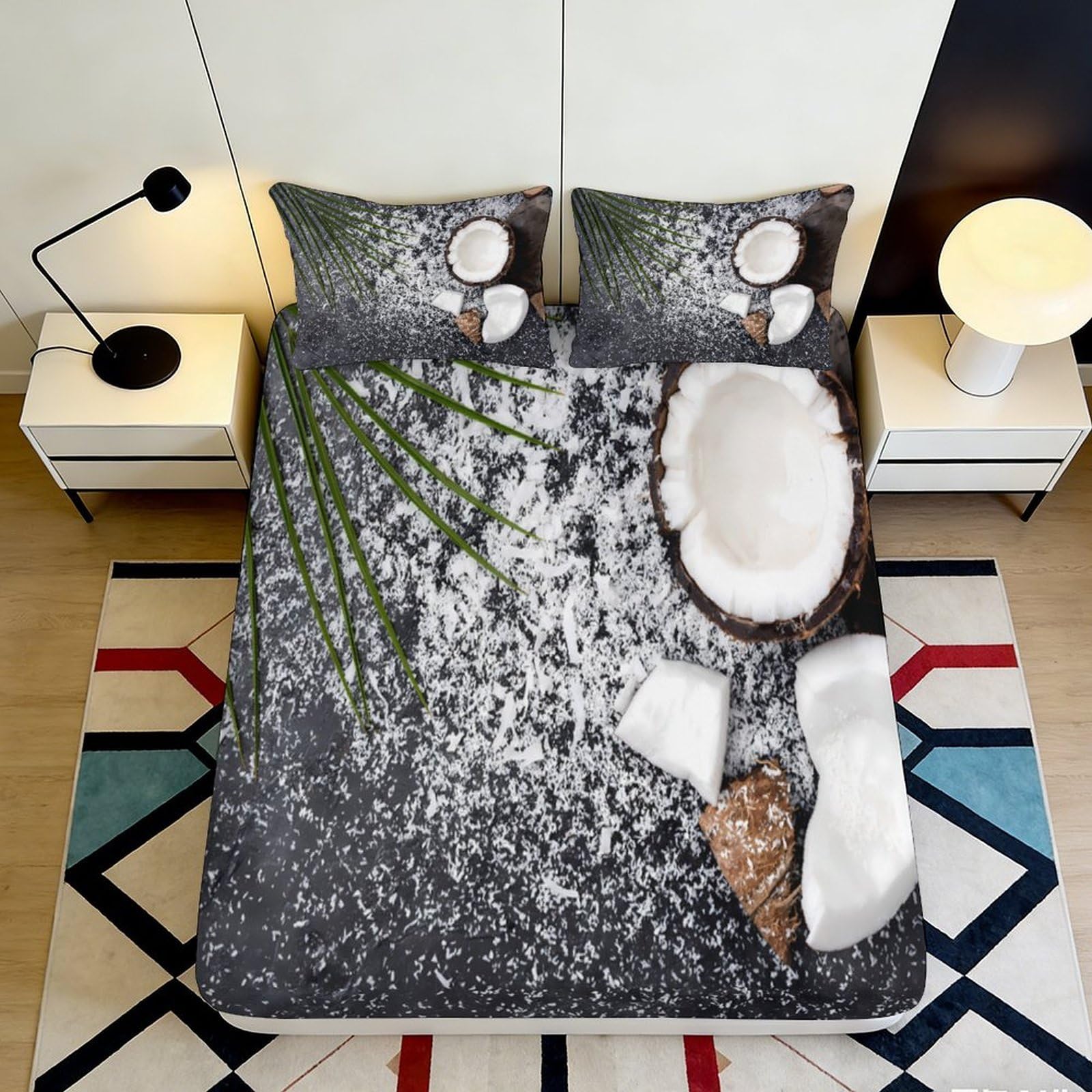 3D Printed Spa Stones Fitted Sheet Microfiber Soft Bamboo Zen Mattress Cover for Bedroom Dorm Room Protection Decor 90x200x25cm