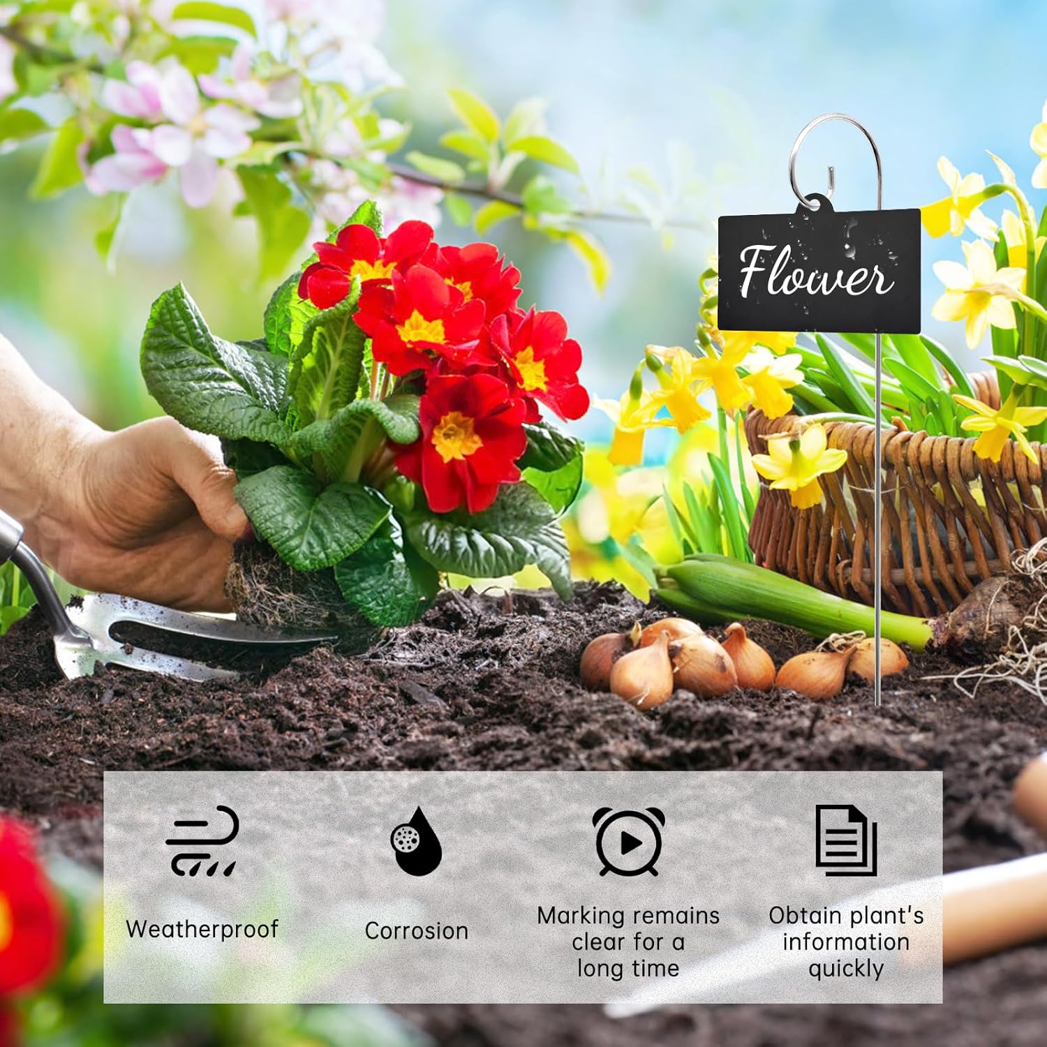 Plant Labels,24 Pcs Acrylic Plant Tags Stakes with Pen,Plant Markers,Weatherproof Garden Markers,Reusable Planting Gardening Labels,for Outdoor Garden Potted Plants,Seed,Flowers, Fruit and Vegetable - Image 2