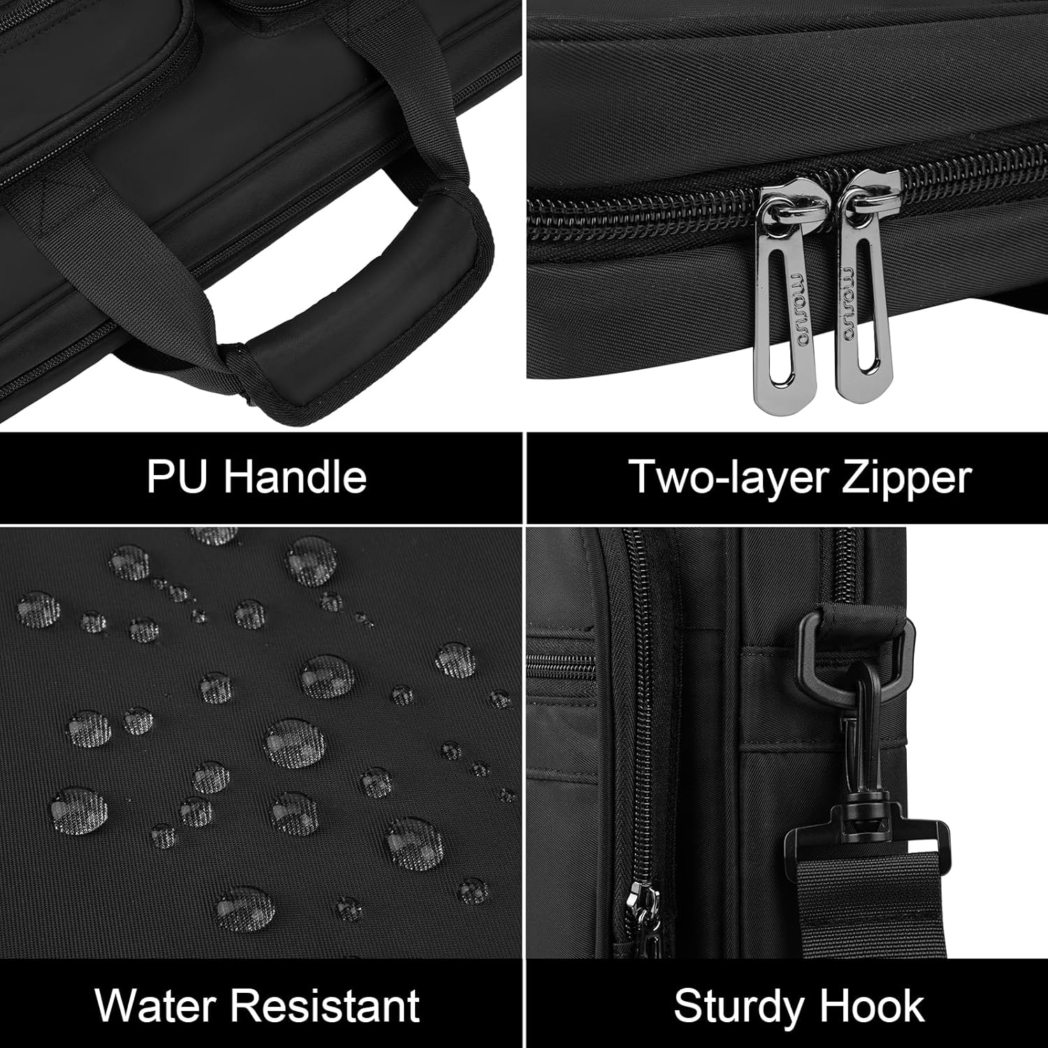 MOSISO 15.6 inch Laptop Bag for Men, 15-16 inch Computer Bags Compatible with MacBook Pro 16 inch/Air 15.6 inch,HP,Dell,Lenovo,Asus,Acer, Briefcase Messenger Laptop Shoulder Bag with 4 Pockets, Black