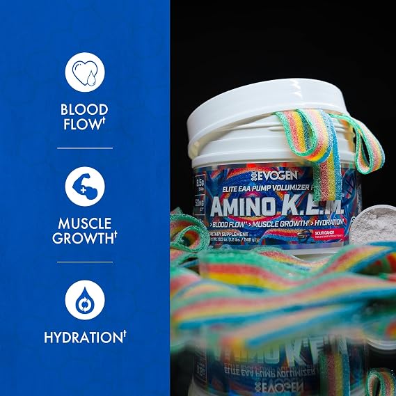 Evogen EVP Xtreme NO Amino K.E.M. Bundle Pre Workout Powder & EAA/BCAA Pump Volumizer for Muscle Growth, Hydration & Performance | Sour Candy