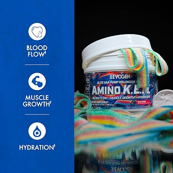Evogen EVP Xtreme NO Amino K.E.M. Bundle Pre Workout Powder & EAA/BCAA Pump Volumizer for Muscle Growth, Hydration & Performance | Sour Candy