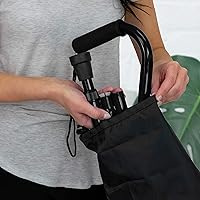 Vista 6 de RMS Bastón plegable con mango de espuma offset, bastón ajustable con bolsa de transporte (negro)