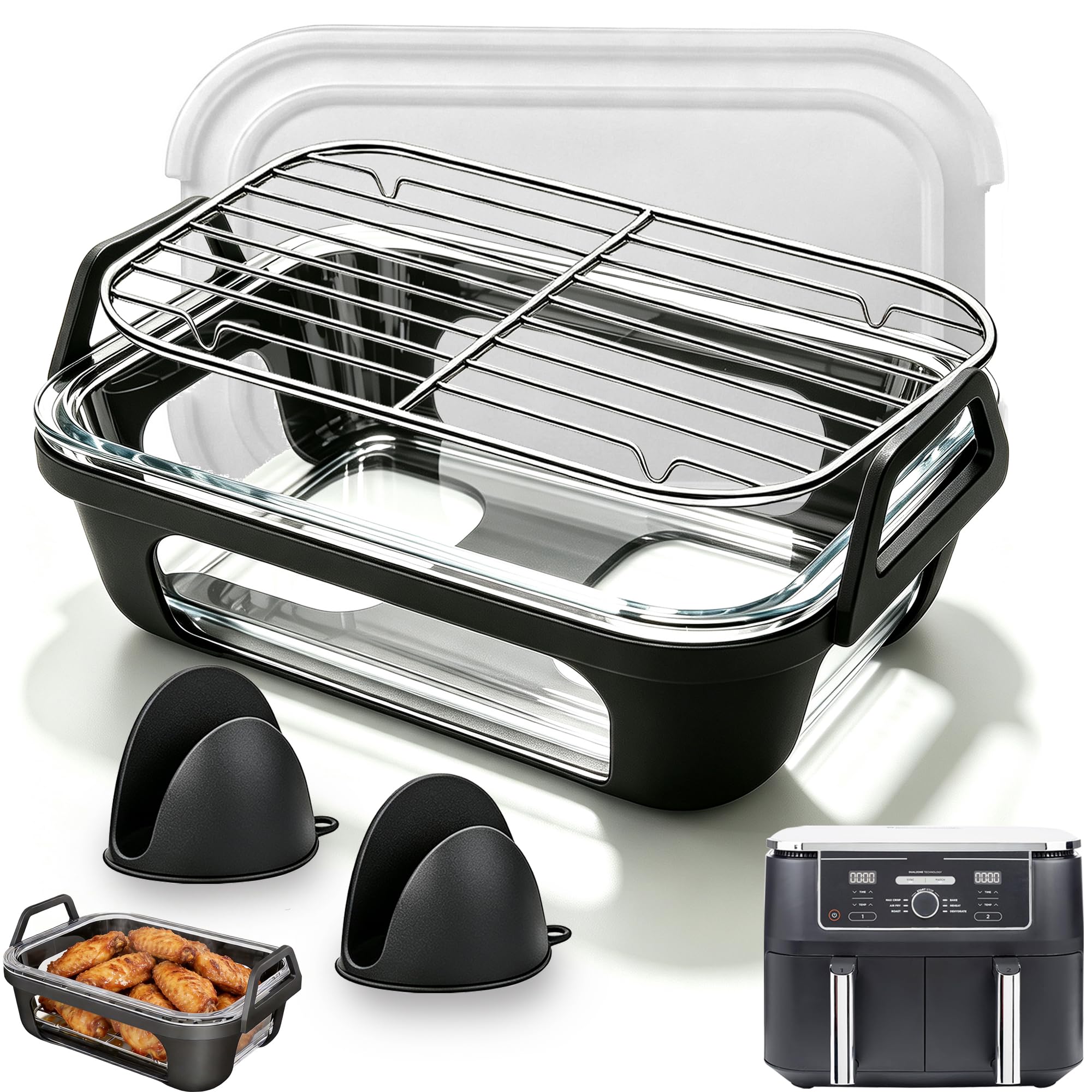 Glass Air Fryer Liners for Ninja Dual Zone AF400UK,AF451UK,AF500UK BPA-free