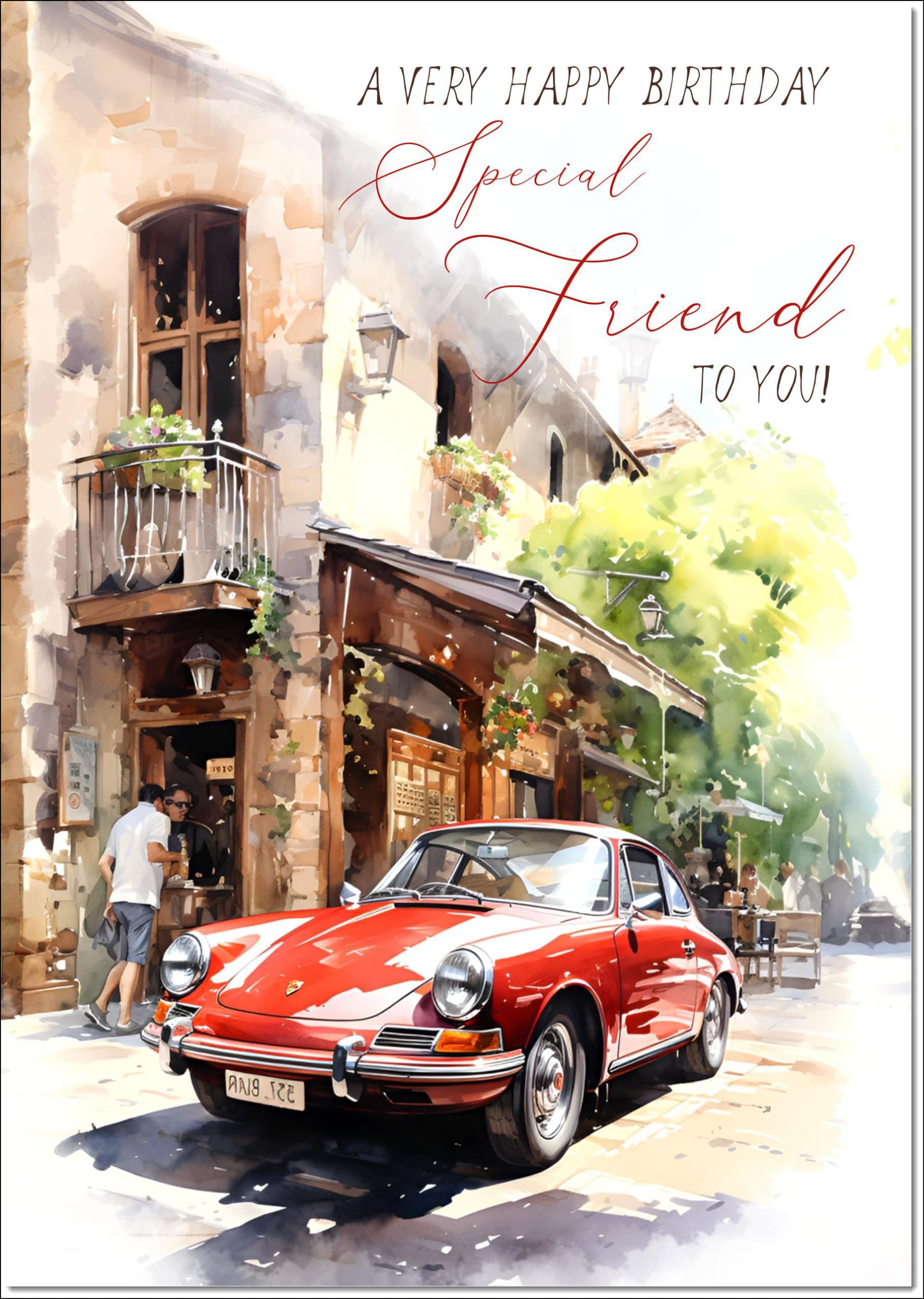 doodlecards Special Friend Birthday Card Vintage 911 Porsche Large A4 Size with Plain Envelope — image 1