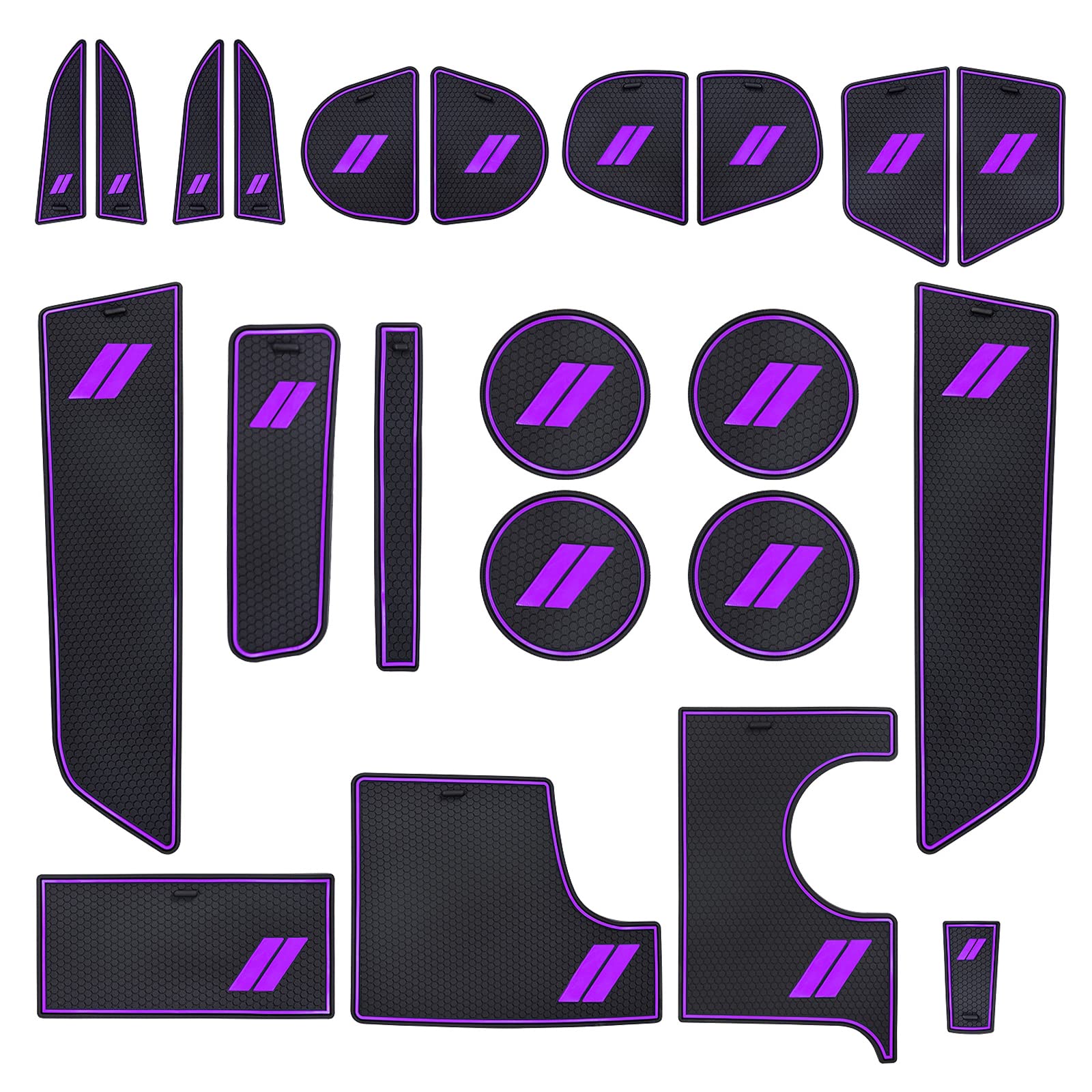 SENSHINE for Dodge Charger Accessories 2015-2021 2022 2023 Non-Slip Anti Dust Cup Holder Insert Center Console Shifter Liner Trim Door Packet Mats Premium Custom Interior 22PC Set (Purple Trim)