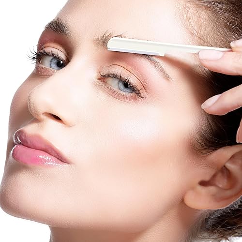 Miniatura 7 de 10 piezas de afeitadora facial para mujer, afeitadora de cejas, modeladora de cejas, herramienta de modelado Dermaplaner con cubierta (blanco)