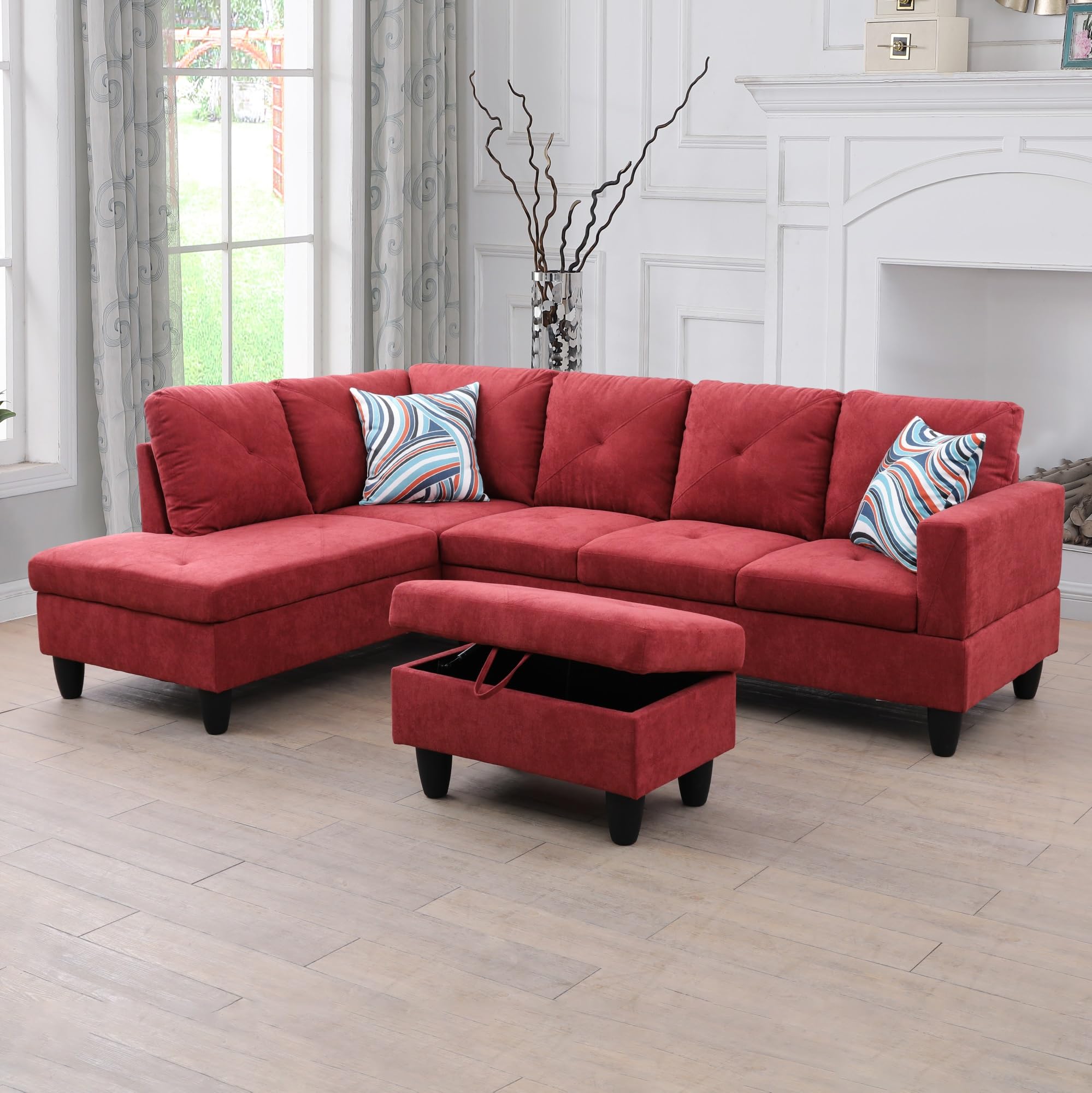 Siutco Convertible Sectional Sofa Couch, 3seat LShaped