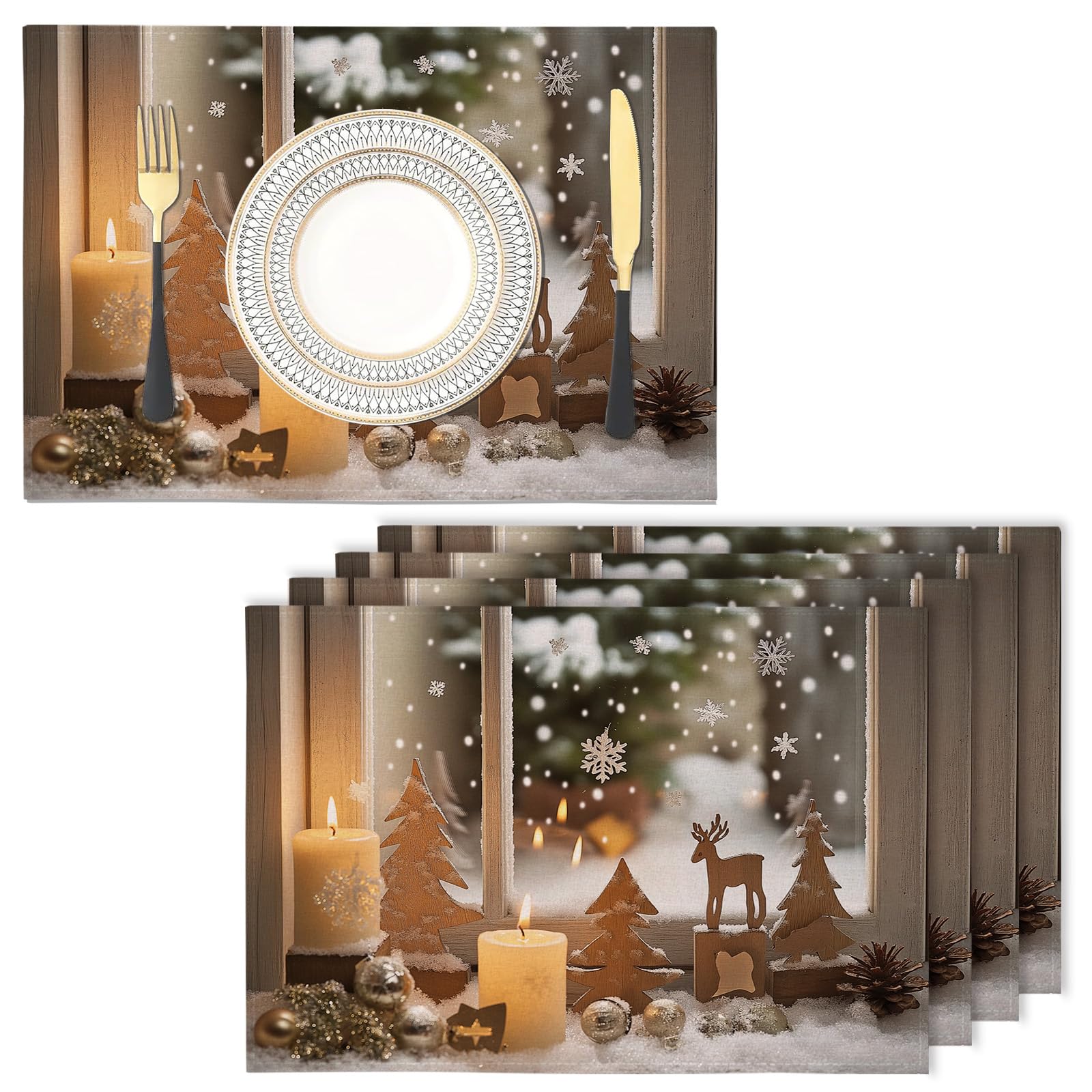 Arbre à bougies lot de 8 sets table de Noël thermorésistant anti-rayures pour bois