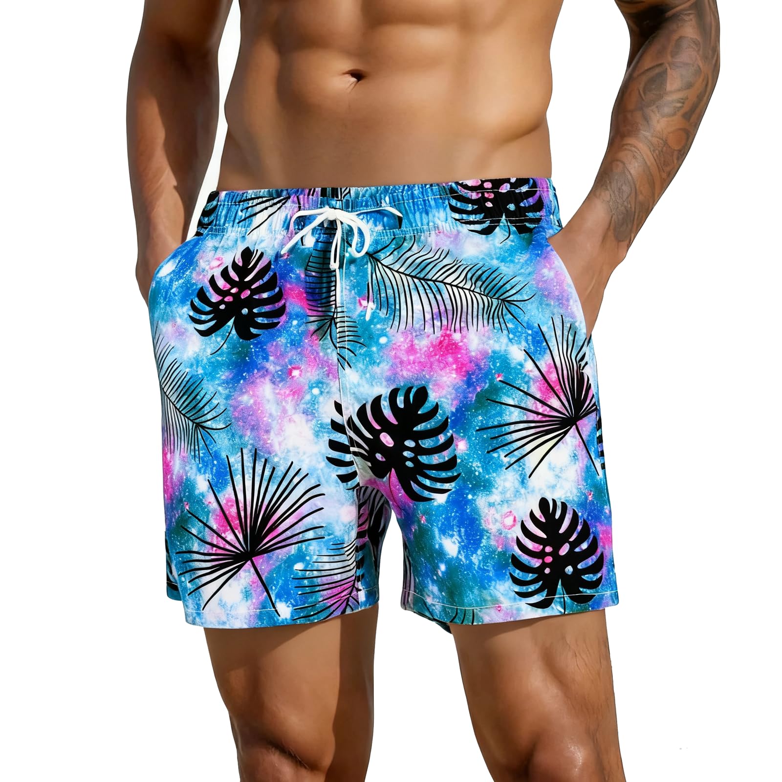 Mens Swim Trunks Quick Dry 5 inch Inseam Beach Shorts with Mesh Lining Bathing Suits for Men-image-26