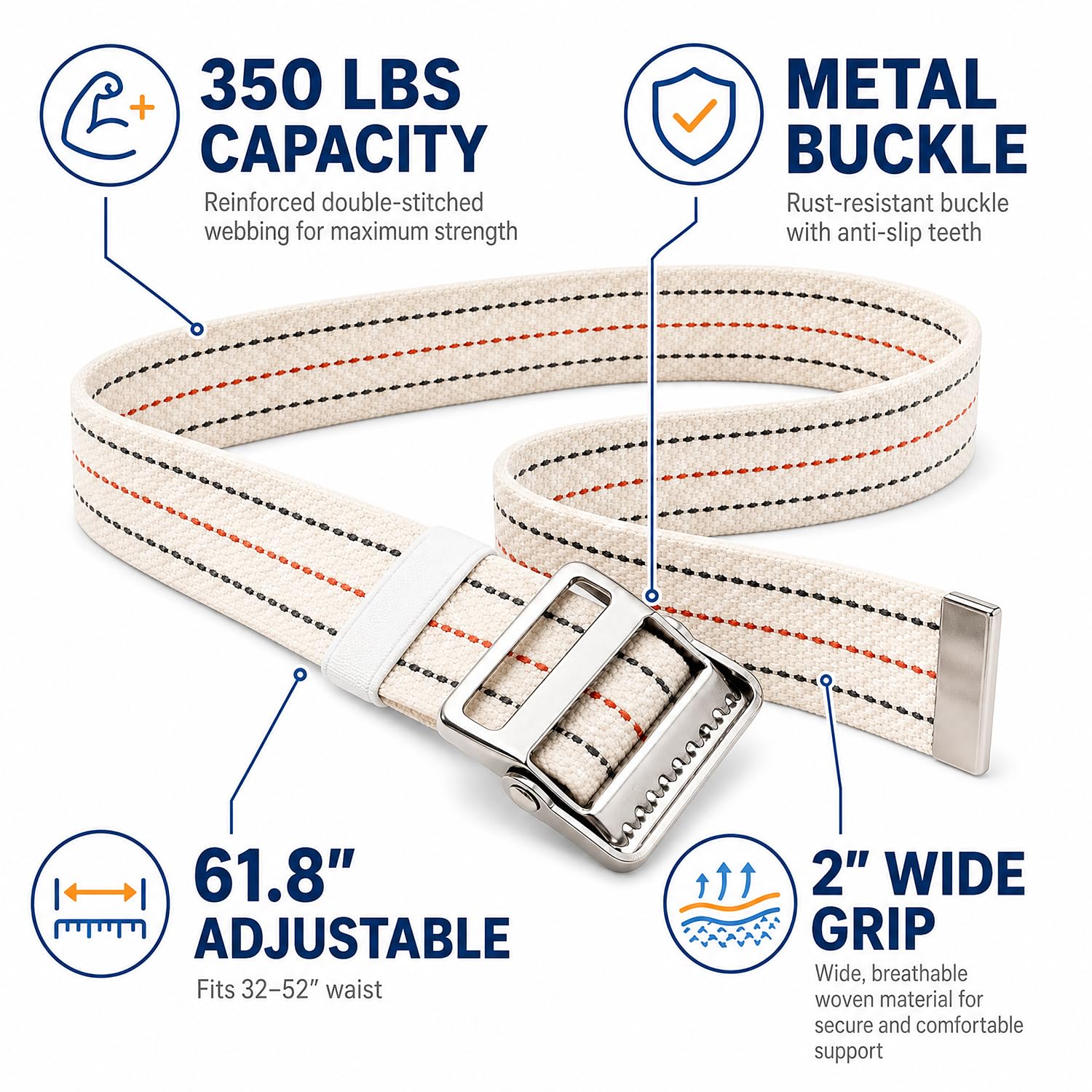 Aliseniors Gait Belt for Seniors 60" – Transfer Aid with Metal Buckle — Amazon image 7