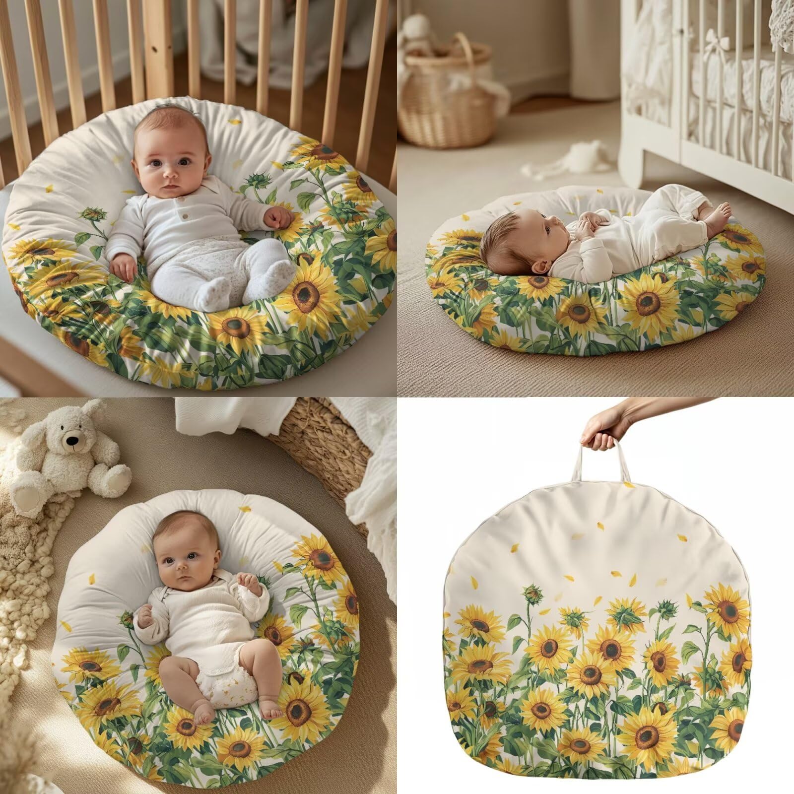 PJHEQOXE Sunflower Newborn Lounger Cover and Nursing Pillow Covers Set for Baby Boys Girls,Ultra Soft Snug Fitted Lounger Slipcover for Infant Lounger Pillow Orange (Cover Only)