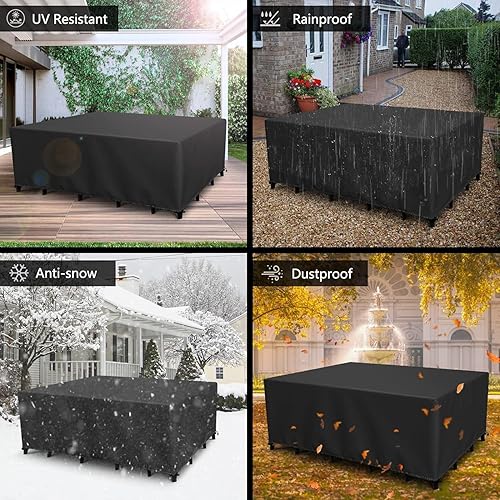 Miniatura 7 de Fundas para Muebles de Patio Exterior Impermeables 120" L x 60" A x 28" Al 600D Funda Rectangular para Juego de Mesa y Sillas de Exterior Resistente