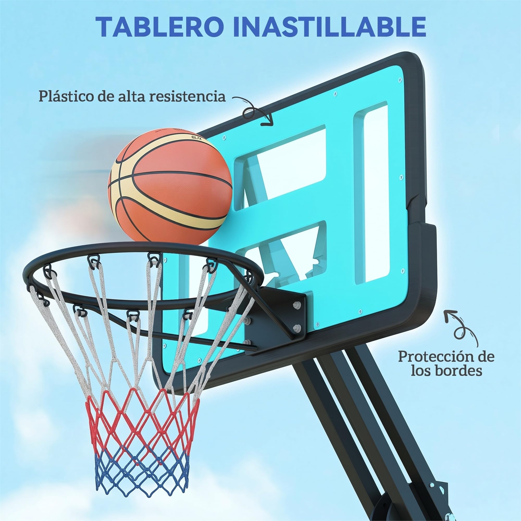 SPORTNOW Canasta de Baloncesto para Exterior Altura Ajustable 146-236 cm