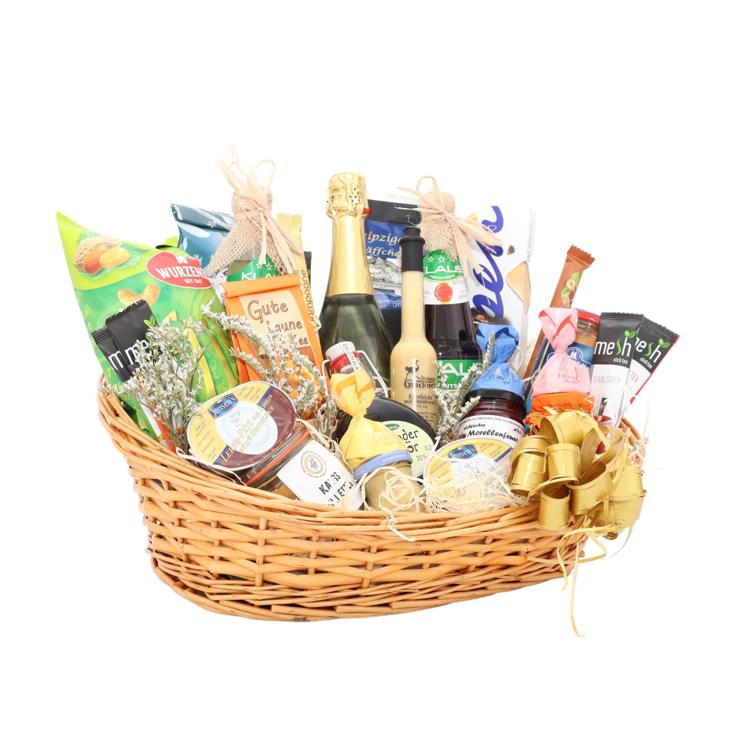 Goldene Hochzeit Geschenkkorb | Perfektes Präsent zum Jubiläum | Feine Auswahl an Delikatessen