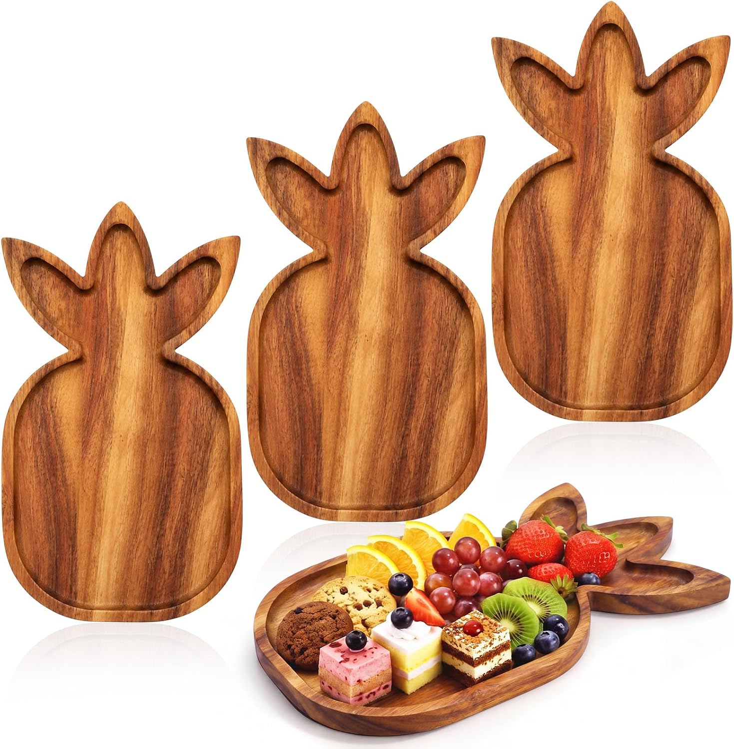 Geetery 4 Pack Apple Charcuterie Board Acacia Wooden Serving Trays