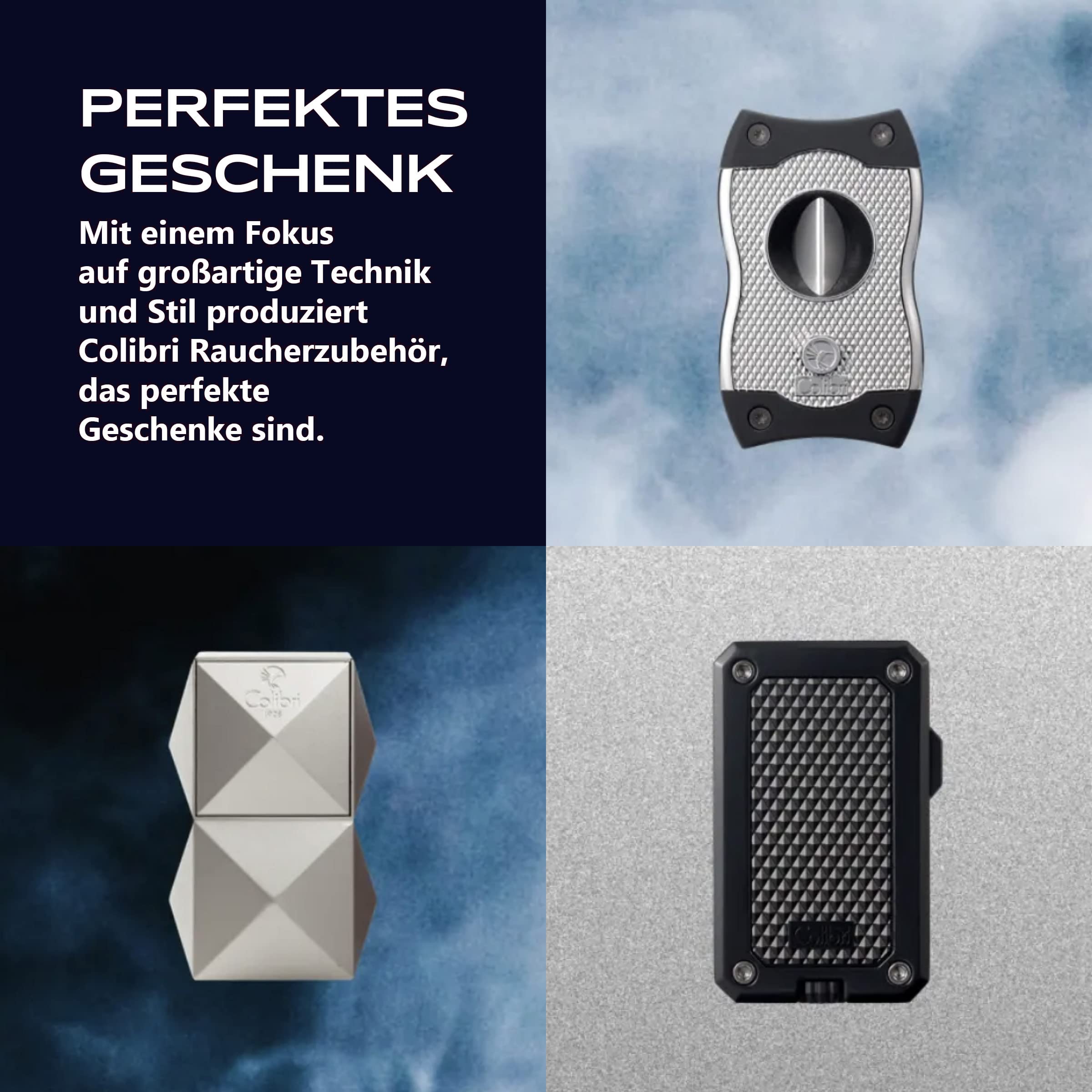 Colibri Rebel Sturmfeuerzeug - Jet Feuerzeug mit Doppel-Strahlflamme - Metallgehäuse - Windbeständig - Extragroßes Einstellrad - Sicher geliefert ohne Butangasfüllung, nach Belieben zu Hause auffüllen