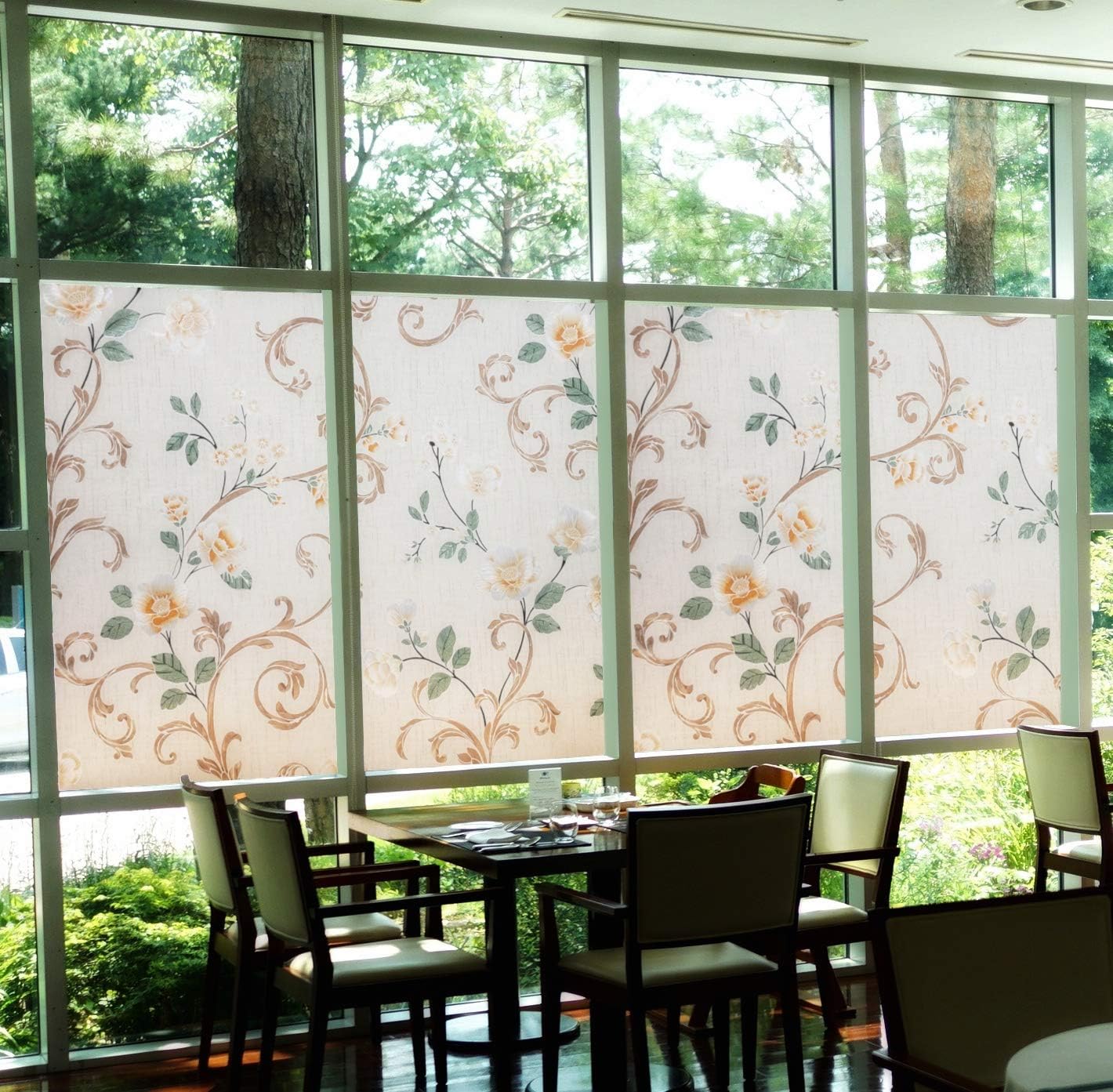 Precut Custom Rectangle Window Film anysize in Between 68 inches Length and 34 inches Width, Floral Series 3 Design