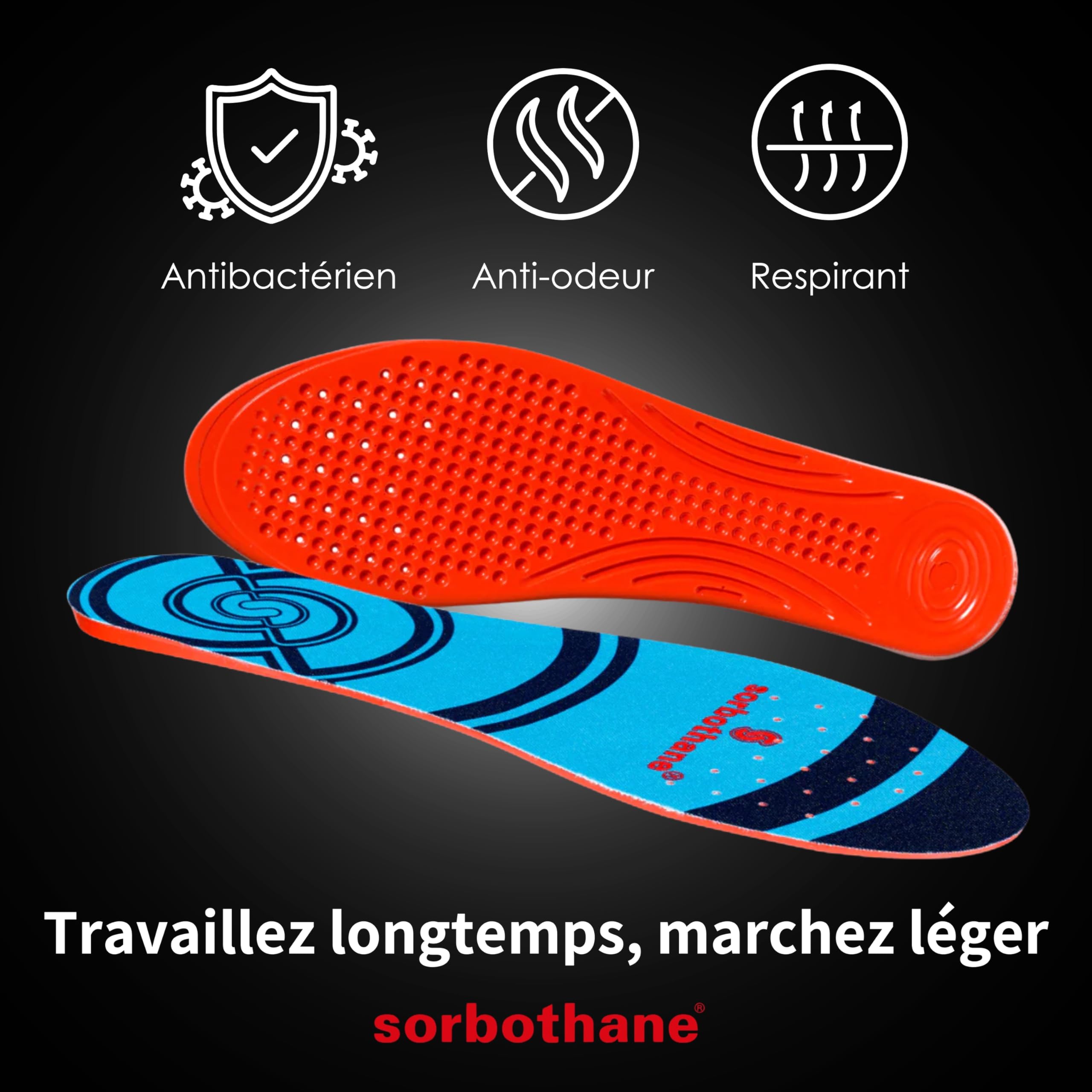 Sorbothane Semelles orthopédiques confortables pour chaussures de sport