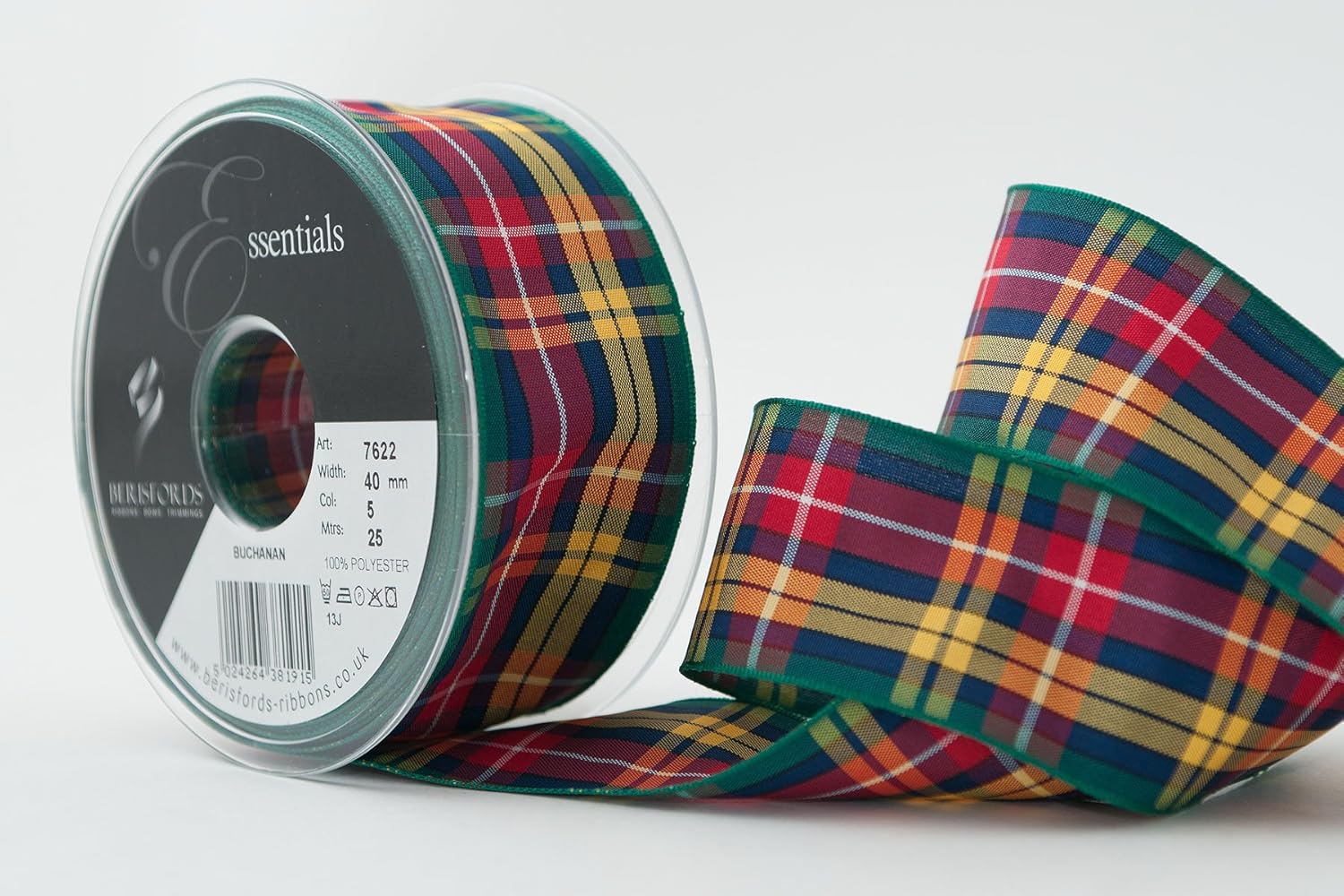 Berisfords 7622/10/09 10mm x 25m Reel of Black Watch Tartan Ribbon