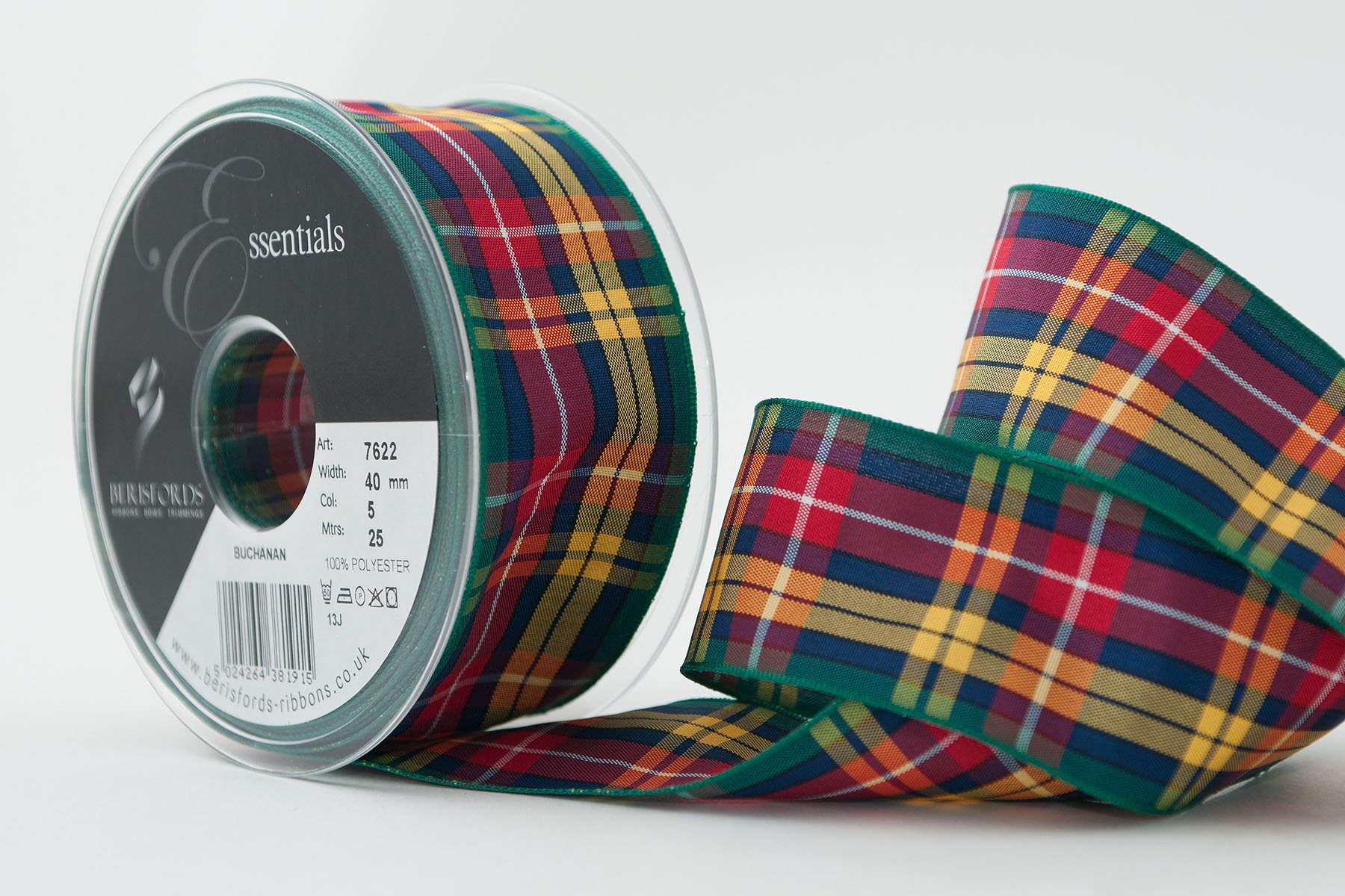 Berisfords 40 mm Polyester Tartan Ribbon, Buchanan