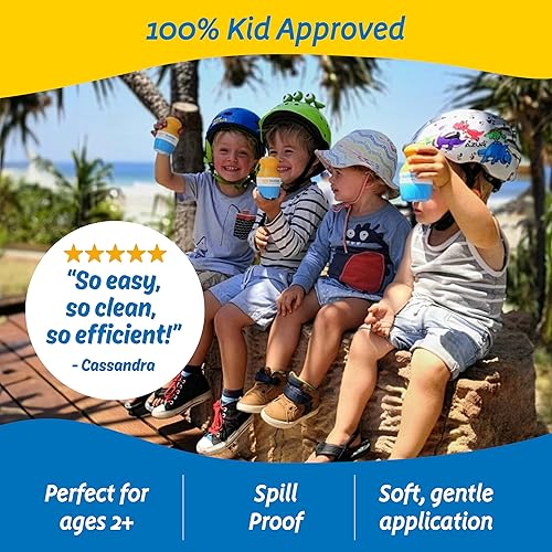 Miniatura 5 de Solar Buddies Aplicador de protector solar  Paquete azul de 2  Protector solar de esponja roll-on recargable sin BPA, crema solar y aplicador de