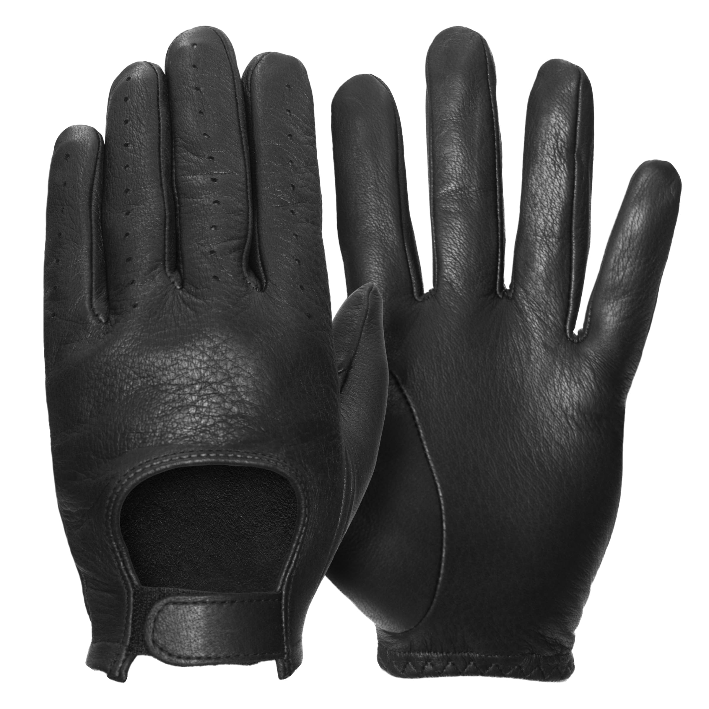 Monte Carlo Men’s Leather Driving Gloves (High Dexterity) Unlined Deerskin for Skin Tight Fit