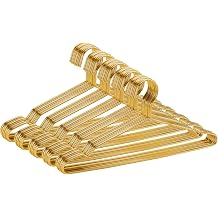 Clothes Hangers 50 Pack Coat Hangers Wire Hangars Bulk Metal Hanger Non Slip Heavy Duty Clothing Hangar Space Saving Thin Hangars Stainless Steel Hanger for Clothes, 16.5 Inch Gold