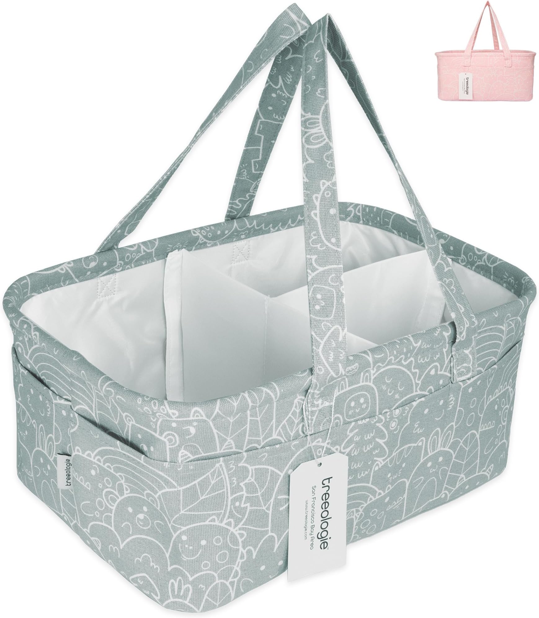 Baby Diaper Caddy Organizer Basket for Nursery Changing Table - Car Storage Bin Tote Bag for Nappy, Diapers, and Wipes - Newborn Registry Shower Gift for Girl and Boy Must Haves - Travel Bin (Gray)