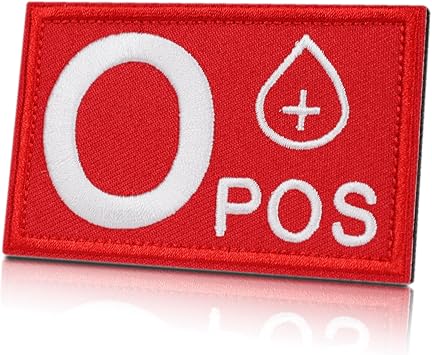 2 PCS Blood Type Patch O+ Positive Embroidered Applique Patches