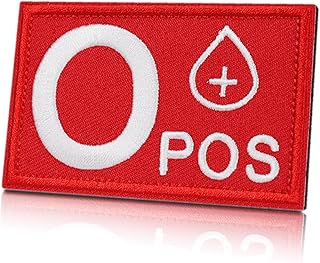 2 PCS Blood Type Patch O+ Positive Embroidered Appliqué Red First Aid Kit Patches for Backpacks, Jackets, Bags, Clothes (3.2"x2")