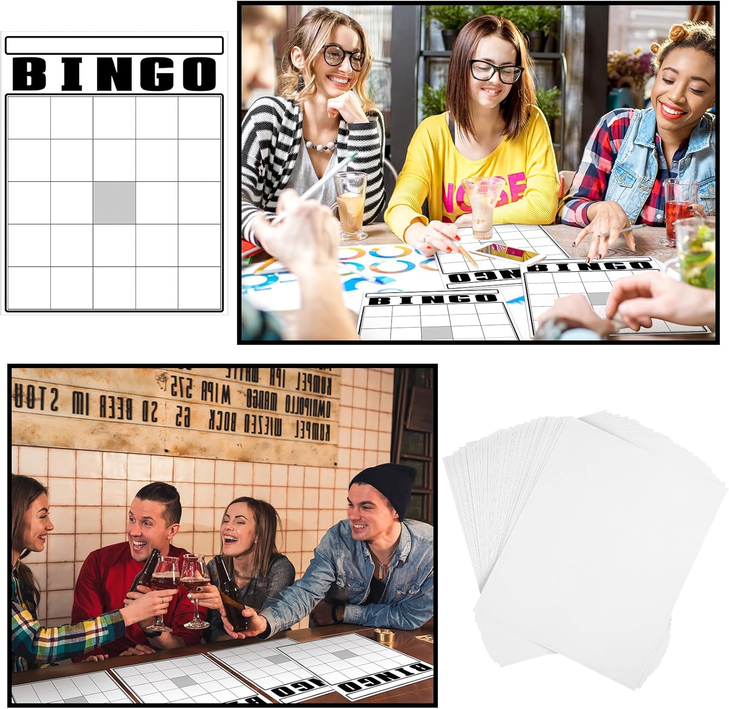 WinnerWhy 36 Pcs Blank Bingo Cards White Jumbo Bingo Game Board Make Your Own Cards Bulk Blank Large Sheet Squares Funny Game Board for Adult Party Square Fill in Gift